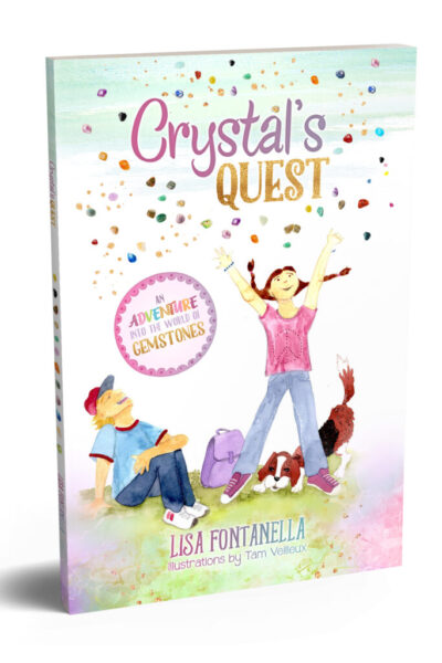 Get your copy of Crystal's quest with a set of Crystal's gemstones! You'll receive one of each – Rhodonite, Chrysocolla, Mookaite, Orange Calcite, Black Tourmaline, Selenite.