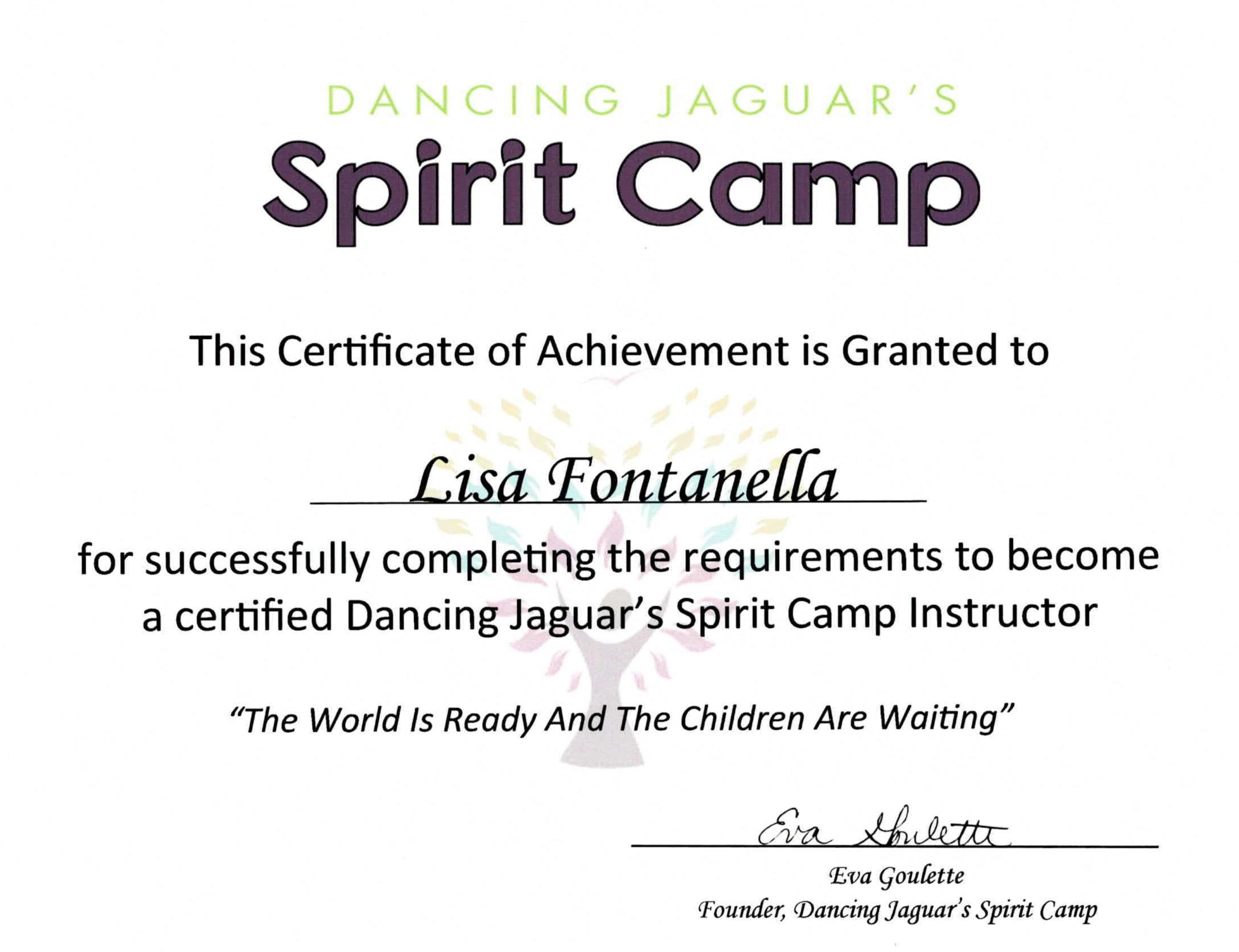Spirit Camp Teacher Training Certificate July_2020